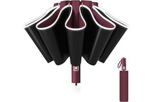 Pioggistar Automatyczny parasol odwrócony, wiatroszczelny składany parasol, duży parasol przeciwdeszczowy 10 wzmocnionych żeber dla mężczyzn i kobiet, średnica 105 cm