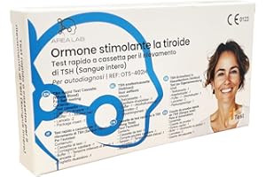 AREA LAB Test Rapido TSH - Dosaggio per la Funzionalità Tiroidea - Diagnosi Ipotiroidismo - Test Rapido per la Tiroide - Kit Completo per Analisi a Casa - Risultati in 10 Minuti - Certificato CE