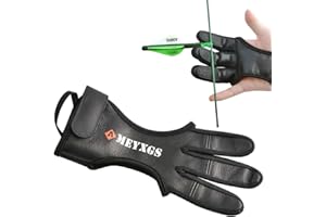 ZSHJGJR Guante de Tiro con Arco 3 Dedos de Protector Equipo de Protección de Tiro de Cuero Pestaña de Dedo Transpirable para Tiro con Arco Accesorio de Arco de Caza