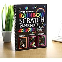 Ninepea 3pcs Scratch Art Paper for Kids (10'*7.5 ') Scratch Art Book Large Black Magic Rainbow Painting Boards with 1 Wooden 