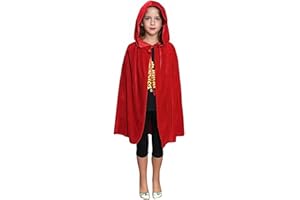 Proumhang Lungo Mantello con Cappuccio in Velluto Bambino Costume Halloween Carnevale Natale Capo Masquerade