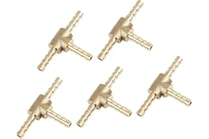 A ABSOPRO Raccordo a T in Ottone a Barbetta per Tubo 4mm per Aria, Acqua, Gas, Olio (Confezione da 5)
