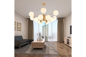 ENXING Lampe à suspendre Grand salon Lustre E27 moderne fer Suspension Luminaire sphérique Chambre à coucher Lampe de salle à manger Abat-jour verre Eclairage moléculaire Bar Café Plafonnier