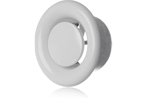 ABOUT VENT Ø 80mm Válvula de Aire Ajustable Redonda de Metal Blanco - Difusor de Escape - Rejilla de Ventilación de Pared