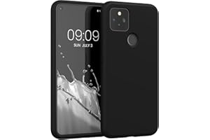 kwmobile Carcasa Compatible con Google Pixel 5 Funda de Silicona - Flexible con Interior de Microfibra - Suave Protector antigolpes - Negro Mate