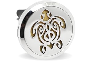 ZEN ARÔME Zen’Arôme Diffuseur d’Huile Essentielle pour Voiture Clip’Arôme Tortue - Diffuseur et 5 Buvards à Parfumer avec Huile Essentielle ou Parfum - Acier Inoxydable - Fixation sur Grille de Ventilation