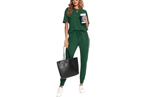 Irevial Sportivo Donna Completo,Completi Sportivi Donna Due Pezzi, Tuta Donna Sportiva Estiva, T-Shirt & Pantaloni Casual, Elegante Tuta Donna Ginnastica per Jogging, Training, Casa, Fitness