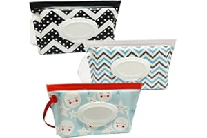 ULVBABI Lot de 3 pochettes pour lingettes humides portables, porte-lingettes réutilisables pour couches de bébé, porte-distributeur personnel de voyage | Garde les lingettes humides humides