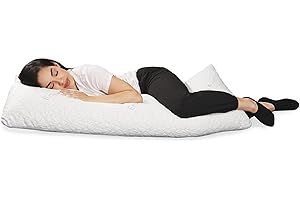MILOLL Ergonomic Memory Foam Body Pillow 54"x20" - Adjustable Shredded Fill + Cooling Bamboo Cover - CertiPUR-US Certified - for Pregnancy & Side Sleepers - Machine Washable (Cream)