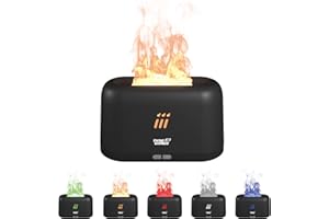Think Gizmos Luftbefeuchter mit Farbwechsel und Flammeneffekt für Home Office, Yoga Spa, mit automatischer Abschaltung, ultraleise, für Schlafzimmer, Büro, bis zu 10 Stunden Laufzeit (schwarz)