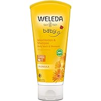WELEDA Bio Calendula Baby Waschlotion & Shampoo - veganes Naturkosmetik Duschgel zur Hautpflege / Haarpflege bei Neugeborenen