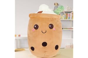 Foreverup Bubble Tea Plush Pillow, Plushie Plush Pillow Cute Cartoon Boba Milk Tea Soft Plush Doll, Boba Plush Soft Pillow Stuffed Toy, Bubble Milk Tea Cup Plushie, Christmas Birthday Gifts-G