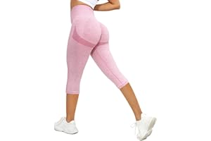 PASUDA Legging de Sport Femme Taille Haute 3/4 Leggings Anti-Cellulite Push Up Pantalon de Yoga Opaque Fitness Course Collants Compression Gym Pantacourt