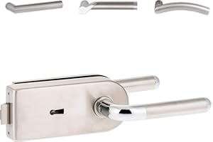 CK-TÜRBESCHLÄGE Glastürschloss "D" BB (Buntbart) Edelstahl matt, mit vielen Drückern zur Auswahl - Angel