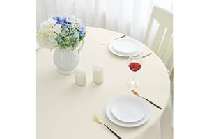 Romanstile kleine runde Tischdecke Outdoor 120 cm beige abwaschbar wasserabweisend Tischtuch Tablecloth Tischwäsche Deko für Geburtstag,Party,Garten,Frühling,Sommer,Terrasse,Balkon,Hochzeit,Ostern
