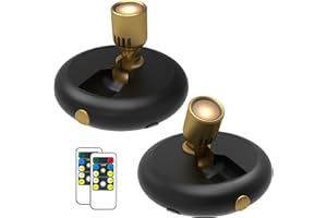 EUIOKUN Wireless Spotlight Indoor,Battery Operated Wall Accent Lighting,LED Puck Lights with Remote,Plants Lighting/Uplight,Stick on Display Wall Sconce for Picture Painting Artwork Portrait Closet Home Decor