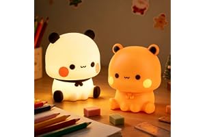 2 stycken Bubu Dudu söt panda nattljus med 2 justerbara nivåer | Bubu Dudu Panda LED-nattlampa, panda LED-nattlampa, panda Dudu Bubu lampa för sovrum vardagsrum