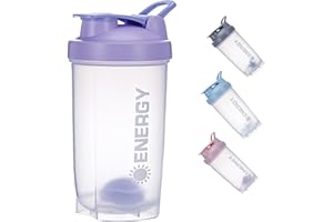 Pubiao Shaker für Eiweiß Sportgetränke Protein Shaker Cup Sportergänzungsmittel Shaker mit Mixer Ball Fitness Milchshake Tragbarer Workout Wasserbecher 500ml (Lila)