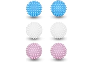 PUWOWYE Lot de 6 boules de séchage, boules de lavage, boules de séchage, sèche-linge, pour machine à laver, boules de séchage pour la maison, le nettoyage des vêtements