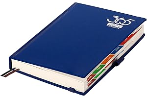 GOLDAYPLN Agenda académique Agenda journalier 2025 journalier 2025 de janvier à décembre avec couverture rigide avec onglets mensuels colorés, porte-stylo, poche intérieure (bleu)