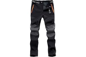 LHHMZ Men's Soft Shell Fleece Lined Hiking Trousers Outdoor Waterproof Breathable Thicken Winter Warm Walking Climbing Pants