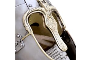 ‎GDFB GET DRESSED FOR BATTLE GDFB Coppergate Medieval Helmet with Aventail of Riveted Rings Medieval Helmet Steel for Reenactment LARP Size L Riveted Rings Viking Helmet