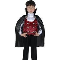 Costume Da Vampiro Bambino 10-12 Anni – Set Completo Con Mantello, Zanne E Scettro Per Halloween