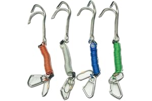 TITO Titanium Scuba Diving Double Reef Hook, Drift Hook with Spiral Coil for Cave Diving