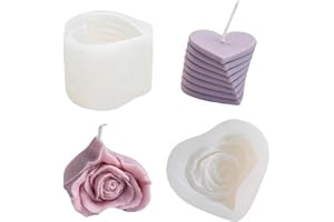 Loomify Moldes para Velas Silicona, 3D Corazón Rosa Molde Vela para Elaboración Artesanal de Velas Perfumadas, Jabones, Artesanías de Yeso y Resina, Molde Cera de Soja DIY, Paquete de 2