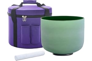 Hye-eun 8 pulgadas F nota verde color cuarzo cristal cantando tazón chakra del corazón para Yoga sonido curación meditación con desgaste caso y Mallet cuencos de cristal