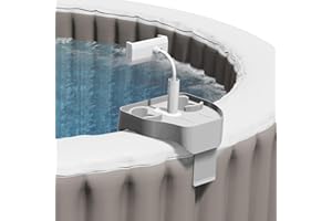 ECOPOOLTECH ECO POOLTECH 3 en 1 Réglable Plateau de Spa avec Porte-gobelet et Support de Téléphone, Adapté aux Piscines Gonflables Tablette de Spa, Accessoire pour Spa (Blanc)