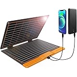 FLEXSOLAR 20W Pannello Solare Portatile per Campeggio, IP67 Impermeabile 5V Caricatore Solare Pieghevole da zaino con USB A Q