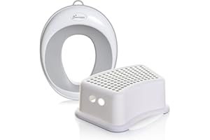 Dreambaby Potty Training Toilet Seat & Step Stool Set - With Anti-Slip Base Stool & Soft Touch Seat Topper - Model ‎G7001BB
