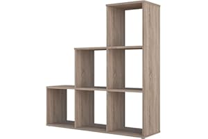 Polini Home Estante para escaleras Estante para escalones Estante Separador de ambientes Roble 6 Compartimentos