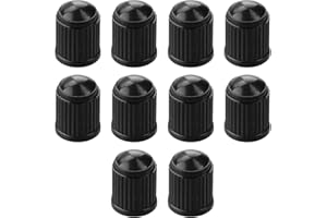 GLADFRESIT Stocc Reifenventilkappen – 10 Stück, schwarze Kunststoff-Staubkappen, universelle Passform für Autoreifen, Fahrräder, Motorräder, Kinderwagen und Schubkarren