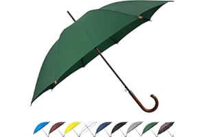 SoulRain Regenschirm mit klassischem Holzgriff, automatisches Öffnen, winddicht, transparent, unzerbrechlich, 121,9 cm, (Grün)