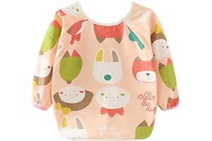 Happy Cherry Tablier Enfant Bavette à Manche Longue Blouse Peinture Garcon Fille Imperméable Motif Animal Tablier Peinture Cuisine - 4-5 ans