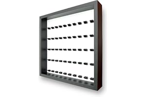 FRAME PUNK FRAMEPUNK Minifigure Display Case - for 50 LEGO Minifigures - Deep for accessories - Wall Mount - Removable Front - Black Frame, Black Mounts on White