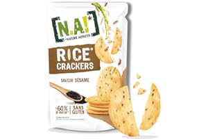 N.A! Nature Addicts - Rice Crackers Sésame - 12 Sachets de 85 gr- Crackers Fins de Riz, Légers et Craquants - 60% de Matières Grasses en Moins que les Biscuits et Chips Apéritifs du Marché -