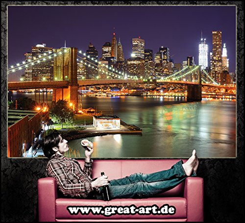 GREAT ART Brooklyn Bridge Wanddekoration – Wandbild New York Motiv XXL Poster (140 x 100 cm) - 5