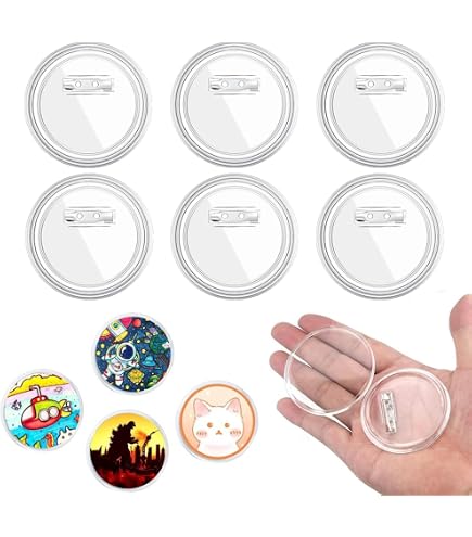 🎨 20 Badges Personnalisables 60 Mm – Pochoirs Acryliques Transparents Avec Épingle – DIY Porte-Nom, Photo, Vêtements – Kit Complet Avec Outil De Retrait