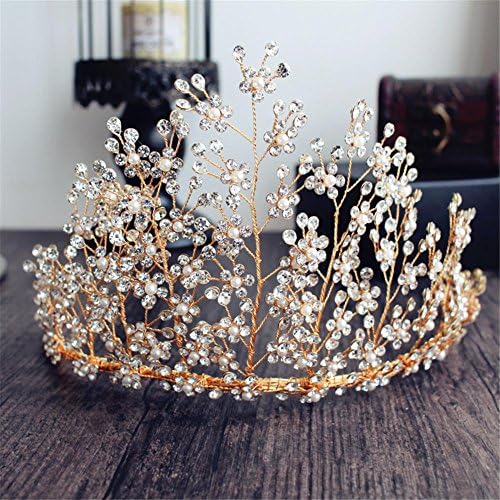 GWQ Bride Wedding Crown Rhinestone Pearl Gold Headband Crown Holy Communion Headdress Wedding Dress Dress Accessories