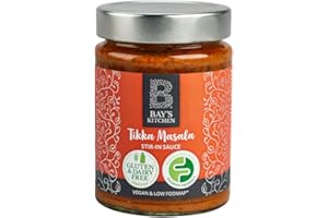 Bay's Kitchen Low FODMAP Tikka Masala Curry Stir-in Sauce (260g jar), No Garlic or Onion, Ready to Heat and Serve