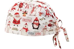 MEDIZAL FASHION - Weihnacht OP Haube mit Schnüren, Arzt Kostüm Zubehör Unisex, Hauben Stoff Wiederverwendbare, Krankenschwester Zubehör Baumwolle, Medizinische Kappe - Weihnachtsteam