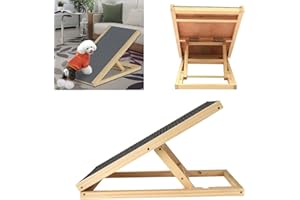 Efan - Rampa pieghevole per cani e cani, altezza regolabile con tappeto antiscivolo, scala per animali domestici, in legno massiccio portatile per i viaggi (L70 x W35 cm, H30-40 cm)