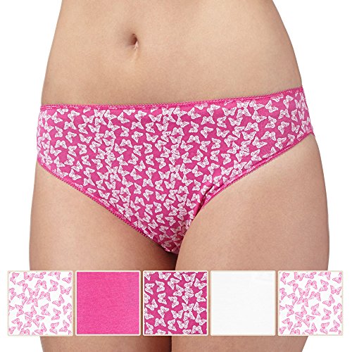 Debenhams Womens Pack Of Five Pink And White Butterfly Print High Leg Briefs 16