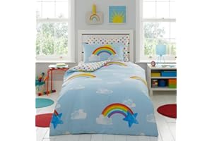LIZZIE JACOBS New Children Designs Quilt Cover Sets Luxurious Printed Kids Boys Girls Duvet Cover Sets Reversible Bedding Sets (Double Duvet Set, Sunny Rainbow)