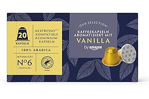 ‎BY AMAZON by Amazon Aluminium-Kaffeekapseln mit Vanillearoma, kompatibel mit Nespresso, 20 Stück (1 Packung mit 20 Stück) – Rainforest Alliance-zertifiziert