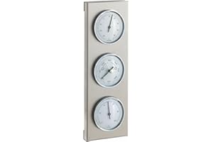 TFA Dostmann Analoge Außenwetterstation, aus Edelstahl, Barometer, Thermometer, Hygrometer, wetterfest, L 96 x B 35 x H 282 mm