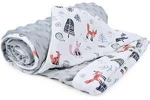 CUEMOON Kocyk dla niemowląt, 100% bawełna, 75 x 100 cm, Dzieci Minky Wielofunkcyjny dwustronny koc do łóżeczka dla dziewczynki, chłopca, sowy